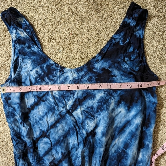 Sevengate Blue Tie Dye Shorts Romper Tie Waist Size Medium Pockets - Picture 11 of 11